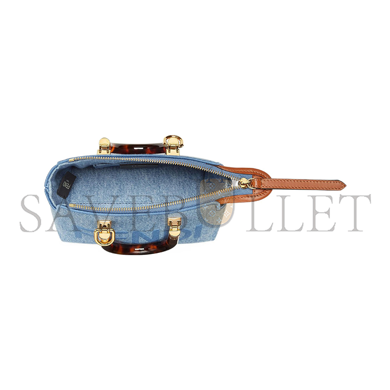 FENDI BY THE WAY SMALL DENIM BOSTON TOTE CROSSBODY BAG 8BS067AJR2F1LB6 (20*12*9m)